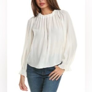 Velvet by Graham & Spencer Bristol Tie Neck White Top, Size S